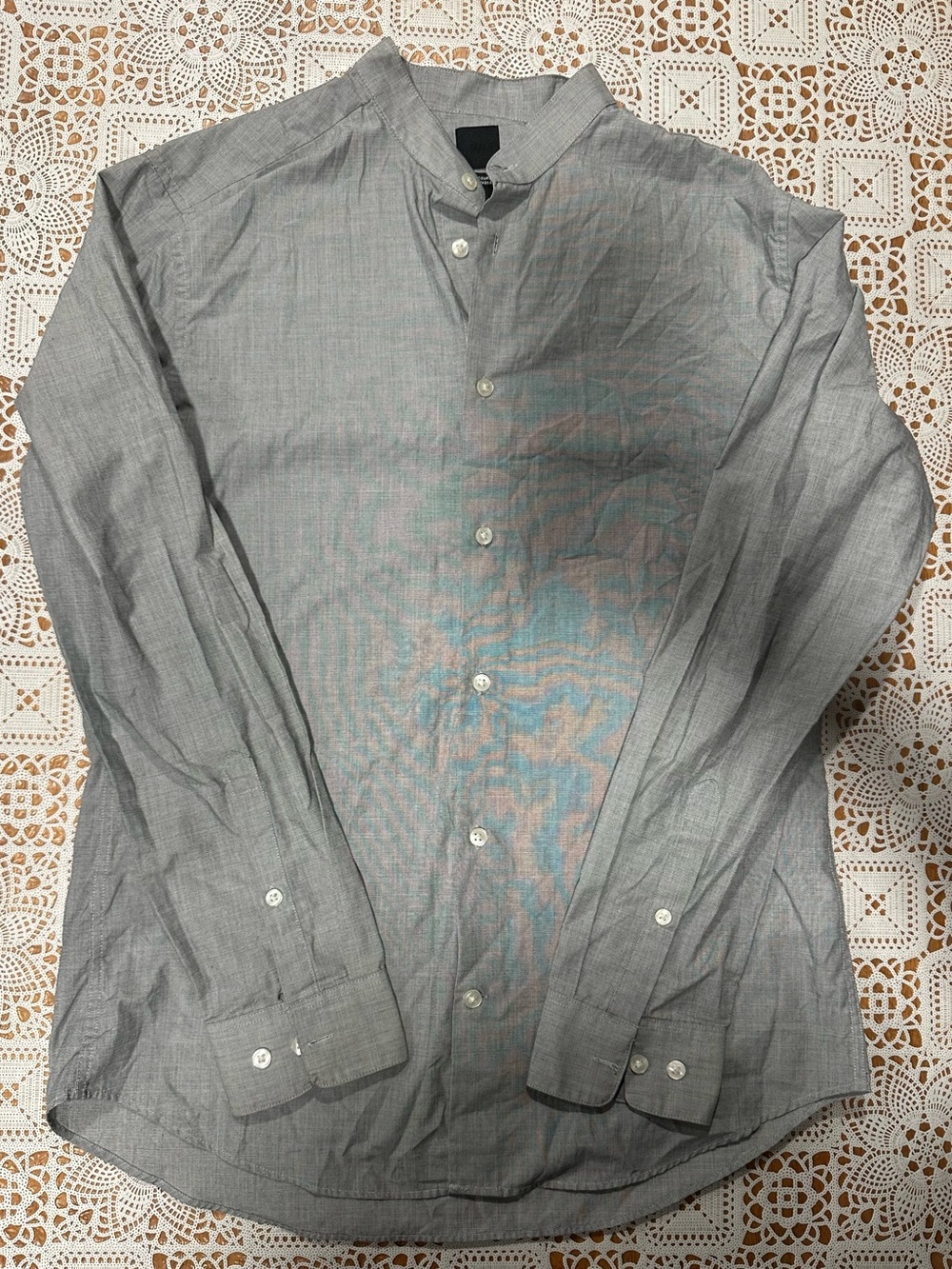 H&M Men’s Medium Gray Micro Check Regular Fit Button Up Dress Shirt